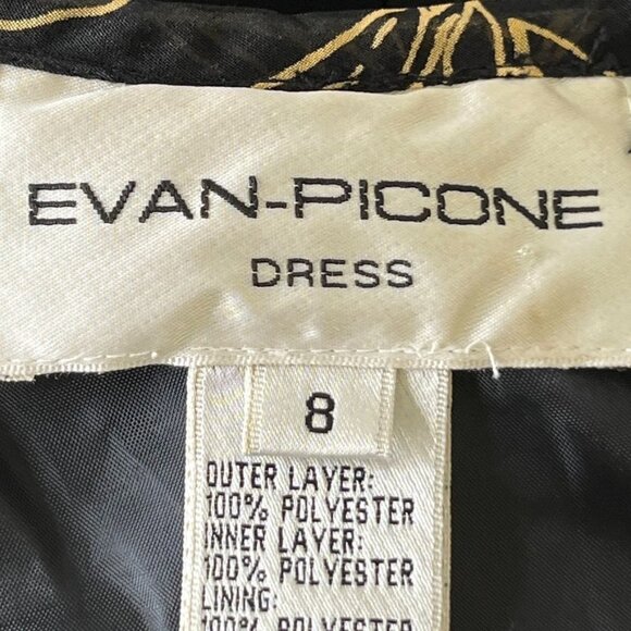 Evan-Picone Jacket Dress Size 8 Vintage Black Gold  Knee Length Classic - Picture 9 of 12